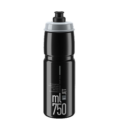 BIDON ELITE JET PLUS 750 ML NEGRO LOGO GRIS